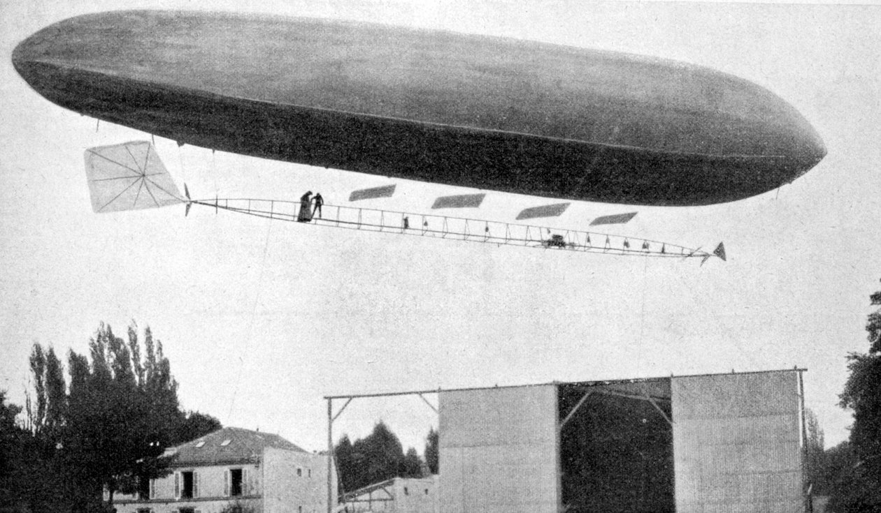 Alberto Santos-Dumont lentää ilmalaivallaan numero 10, 1903 tekijältä Unbekannt