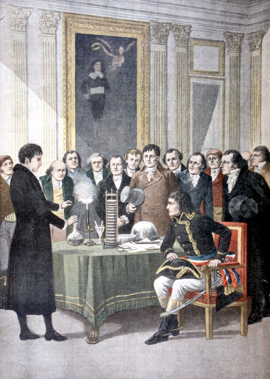 Alessandro Volta esittelee napapatteriaan Napoleonille, c1800 1901 tekijältä Unbekannt