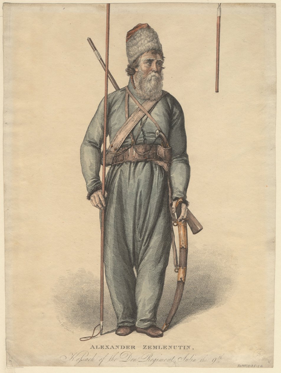 Aleksanteri Zemlyanukhin, Donin rykmentin kasakka, noin 1813 tekijältä Unbekannt