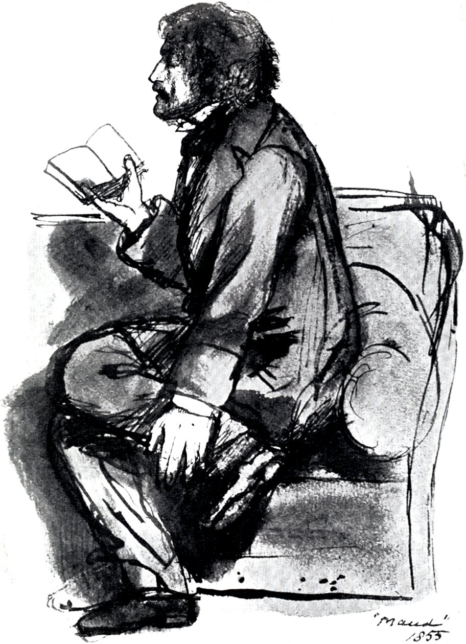 Alfred Tennyson, lst Baron Tennyson 1809-1892, englantilainen runoilija, 1855 tekijältä Unbekannt