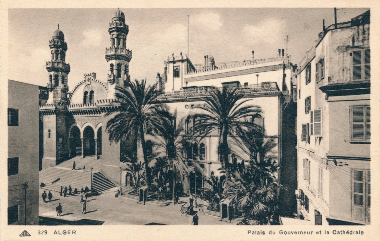 Alger - Kuvernöörin palatsi ja katedraali, c1900 tekijältä Unbekannt