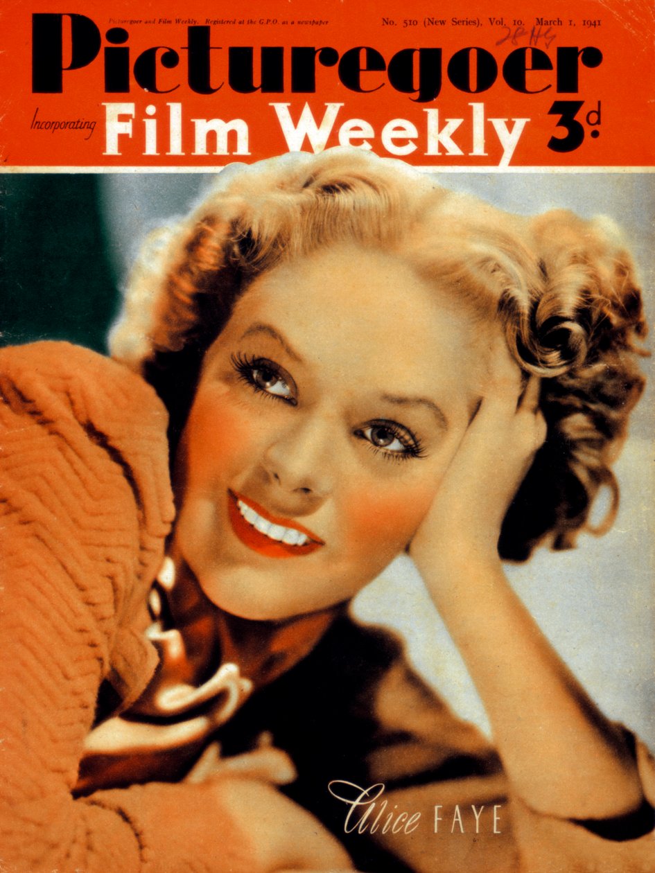 Alice Faye 1915-1998, yhdysvaltalainen näyttelijä, 1941 tekijältä Unbekannt