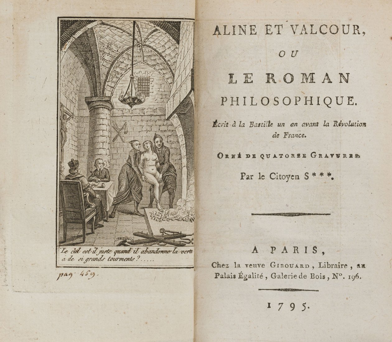 Aline ja Valcour tai Marquis de Saden filosofinen roomalainen, 1795. tekijältä Unbekannt
