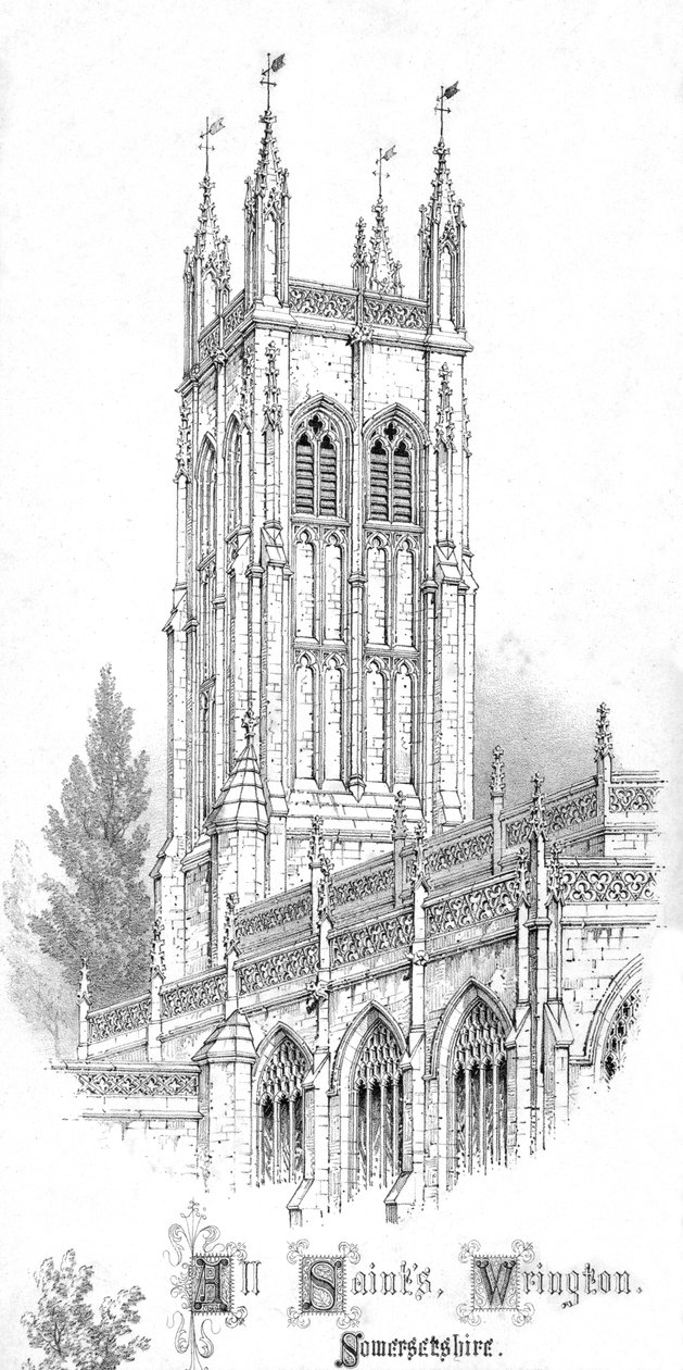 Kaikkien pyhien kirkko. Wrington. Somersetshire, 1850-luku tekijältä Unbekannt