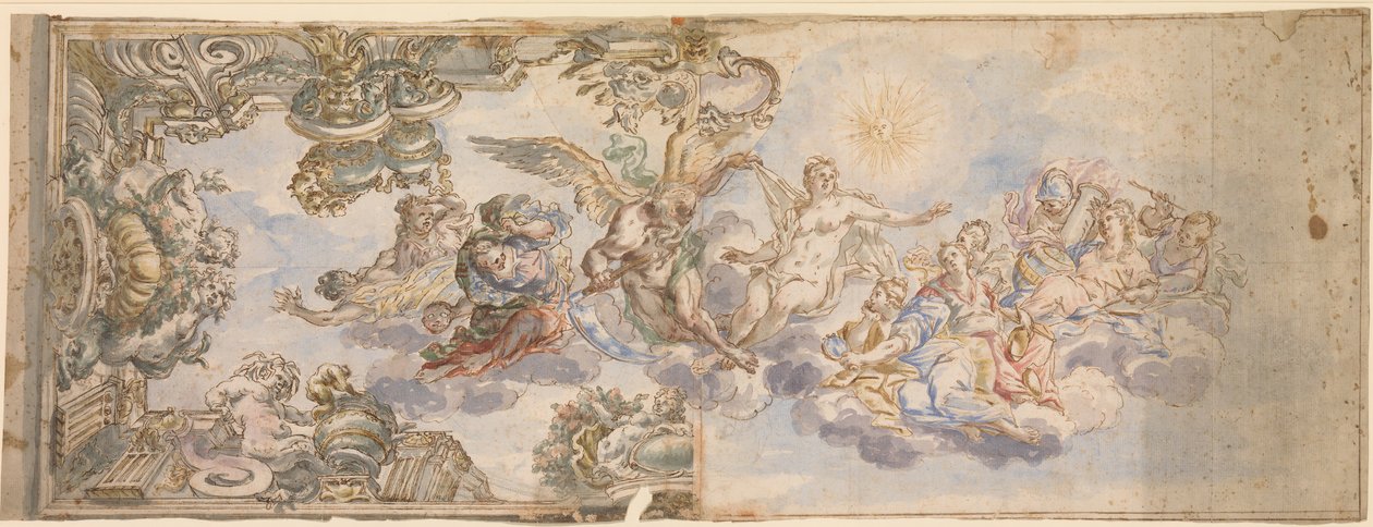 Allegorinen suunnittelu kattofreskolle., 1650-1700. tekijältä Unbekannt