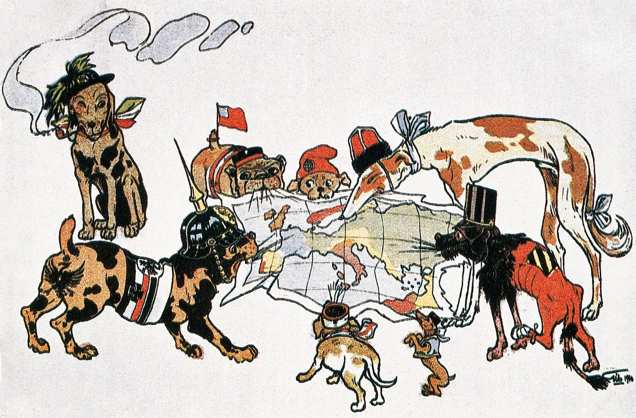 Ensimmäisen maailmansodan allegorinen karikatyyri tekijältä Unbekannt