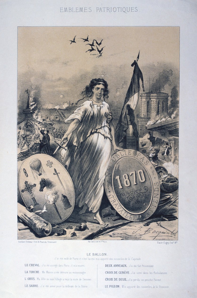 Allegoria ranskalaisista isänmaallisista tunnusmerkeistä, 1870 tekijältä Unbekannt