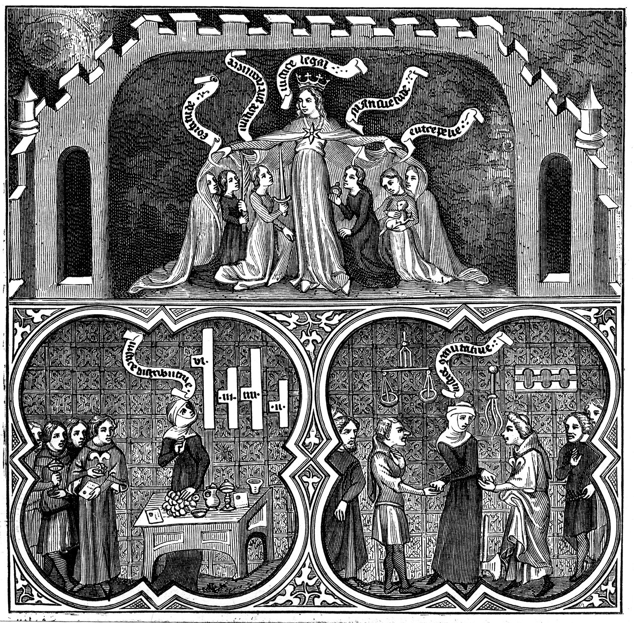 Oikeudenmukaisuuden allegoria, Aristoteleen etiikka, 1300-luku tekijältä Unbekannt