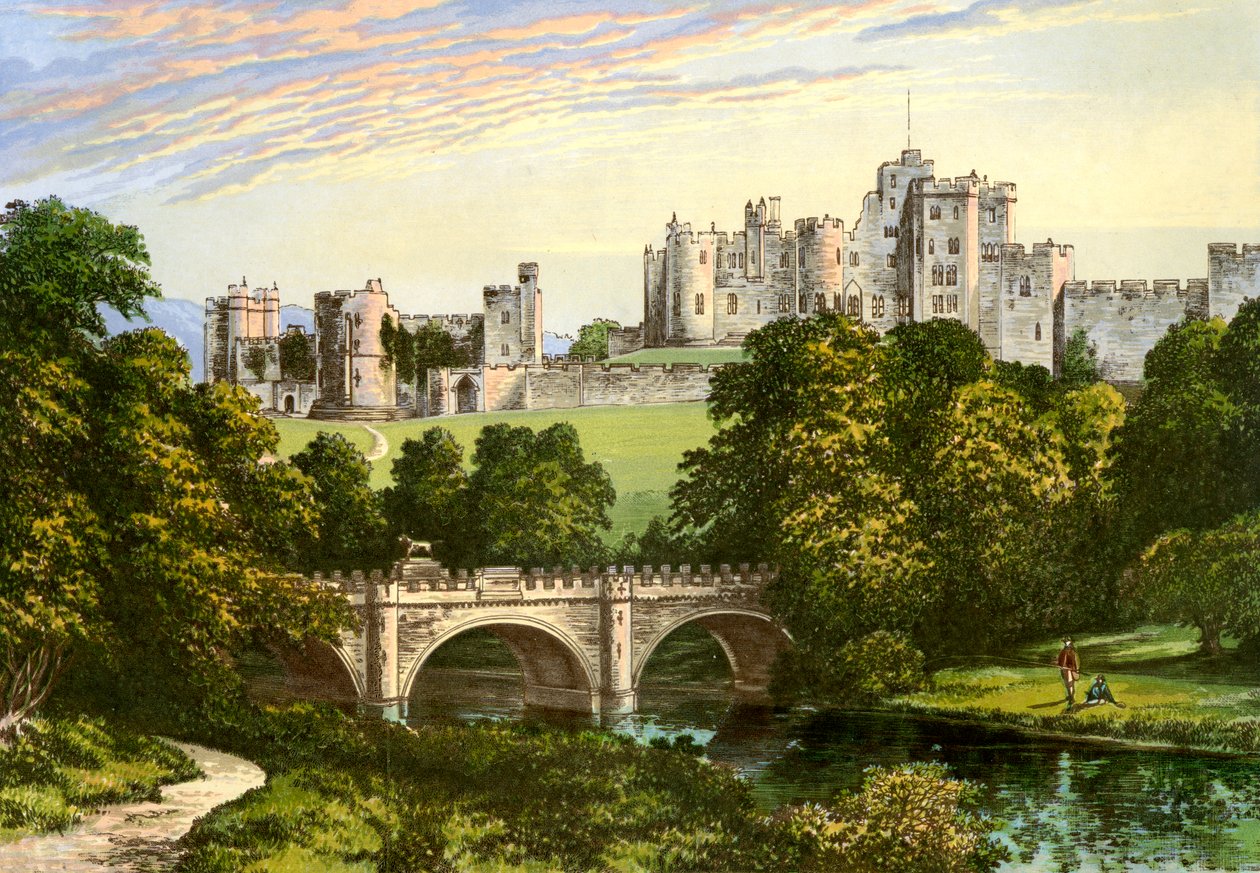 Alnwickin linna, Northumberland, Northumberlandin herttuan koti, c1880 tekijältä Unbekannt