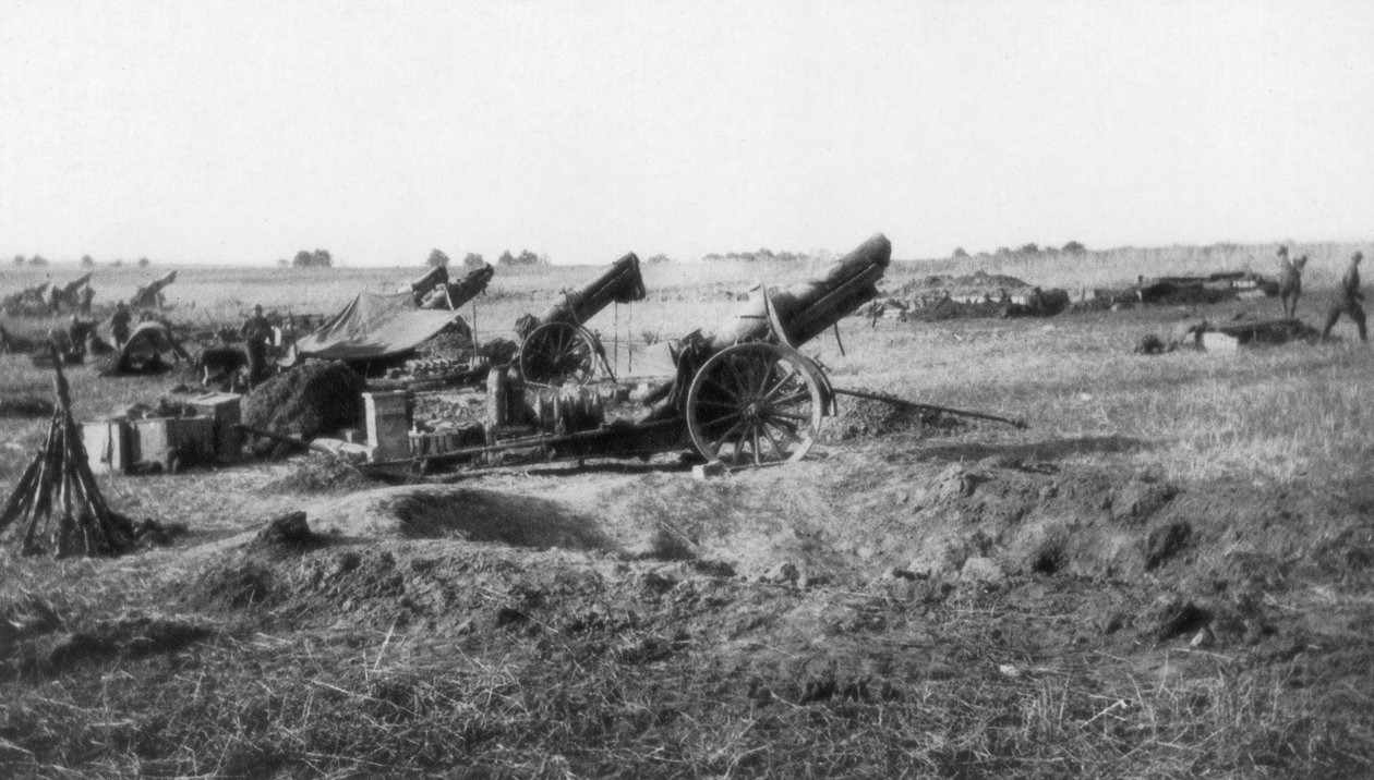 Amerikkalainen 155. tykistöpatteri, Soissonsin eteläpuolella, Ranska, 18. heinäkuuta 1918 tekijältä Unbekannt