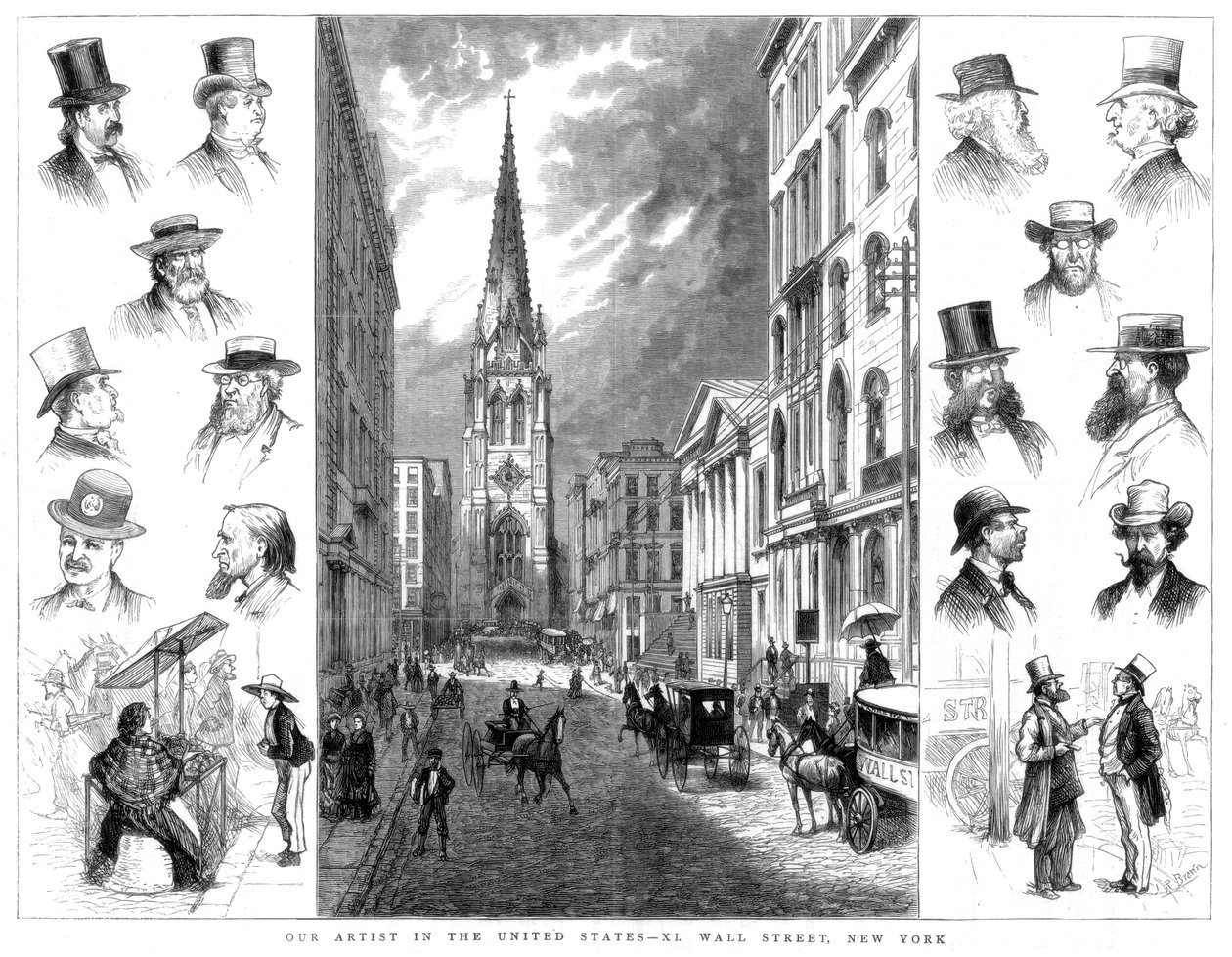 Amerikkalaiset liikemiehet ja Wall Street, New York, USA, 1877 tekijältä Unbekannt