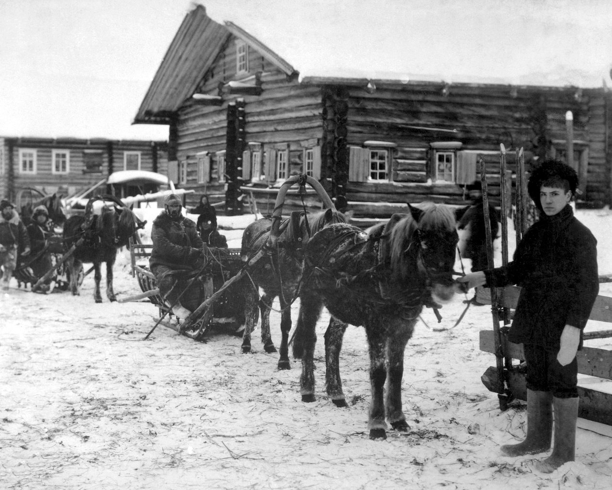 Amerikkalainen jalkaväki lähellä Arkangelia, Venäjä, joulukuussa 1918. tekijältä Unbekannt