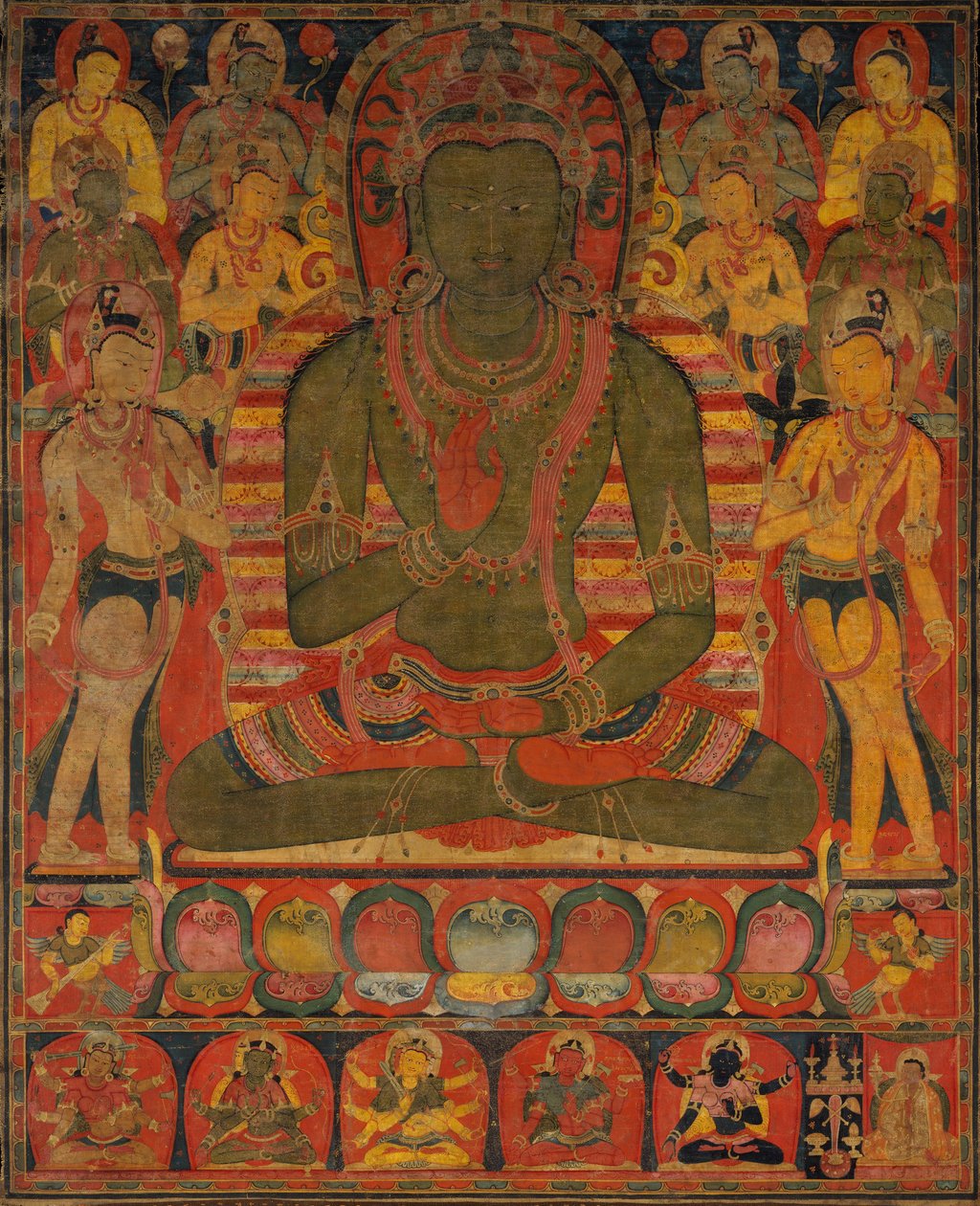 Amoghasiddhi, pohjoisen puhtaan maan Buddha, n. 1200-50. tekijältä Unbekannt