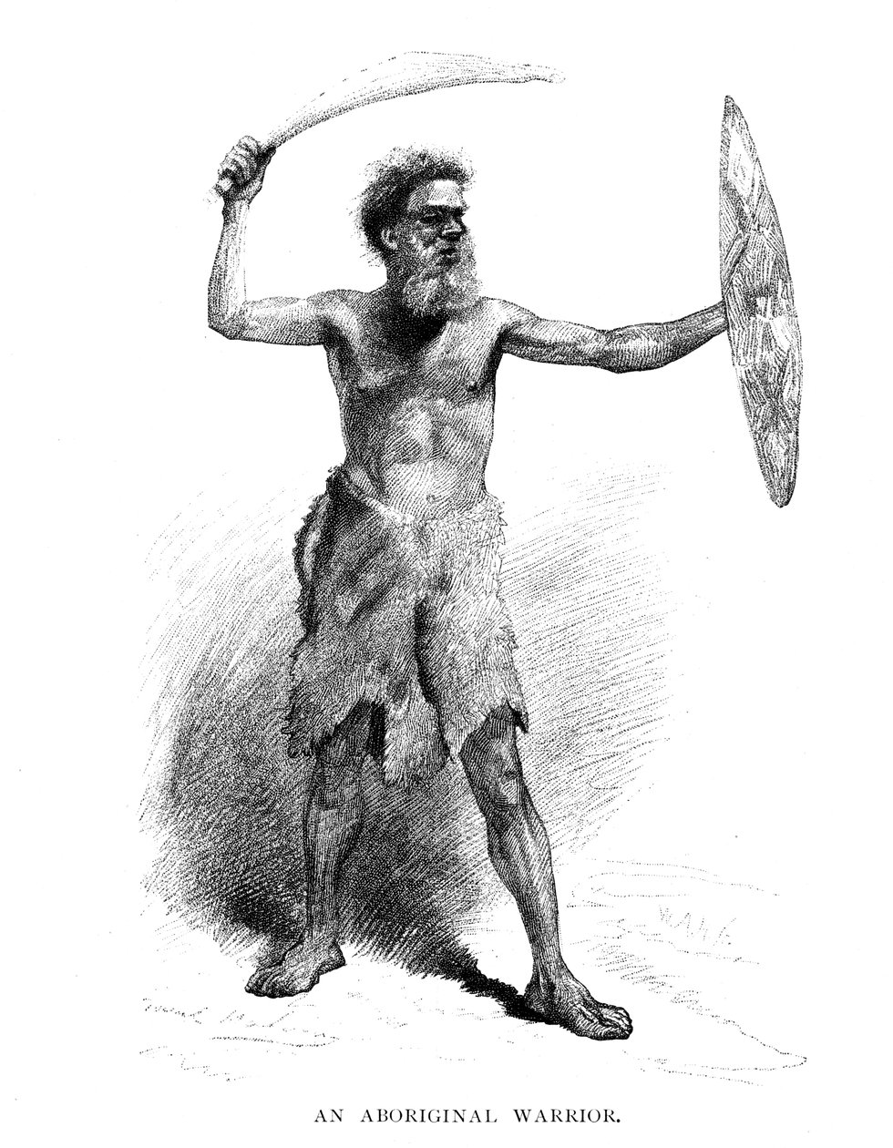 Aboriginaalien soturi, 1886 tekijältä Unbekannt