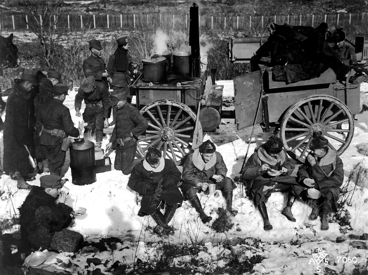 Amerikkalainen jalkaväen leiri Siperiassa, Venäjällä, joulukuussa 1918. tekijältä Unbekannt