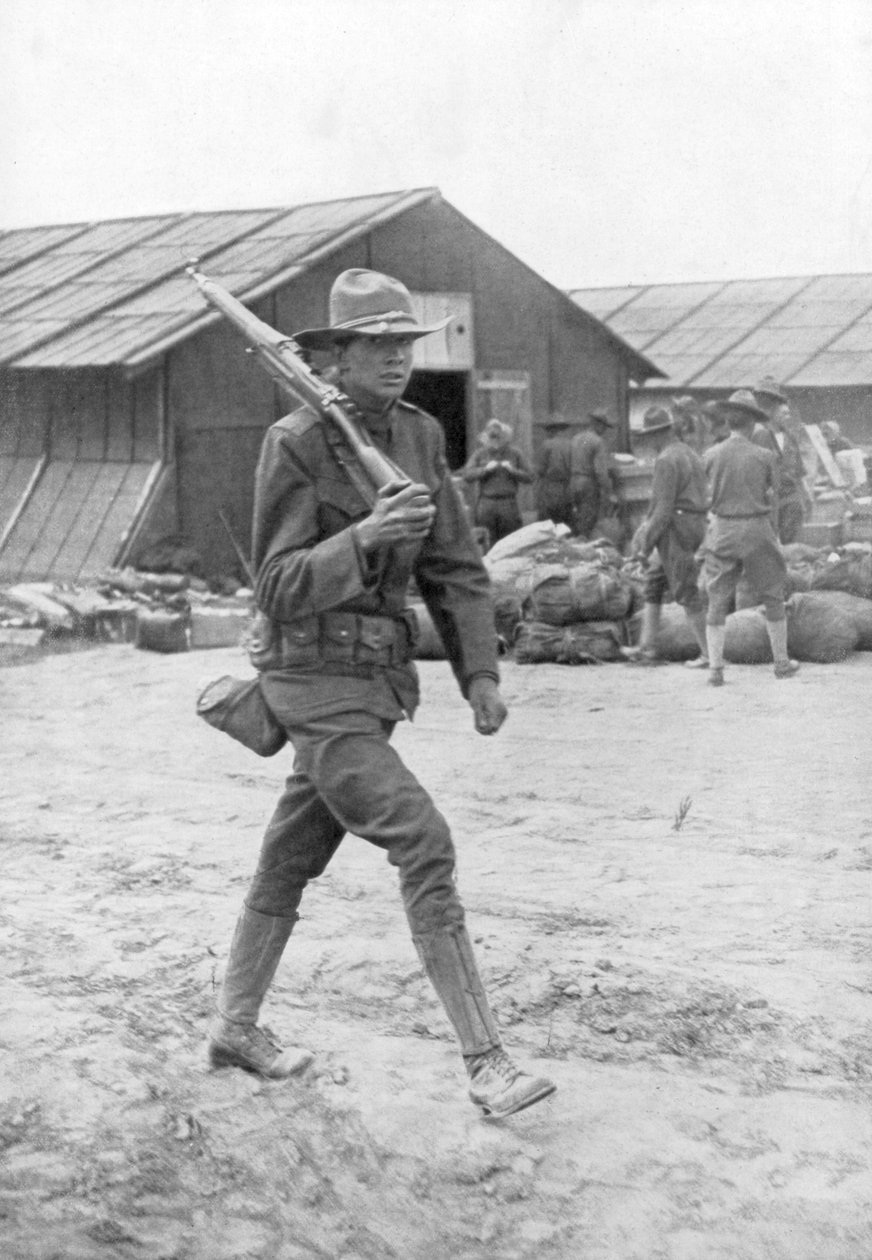 Amerikkalainen sotilas vartiotyössä, Saint Nazaire, Ranska, vuodelta 1917 tekijältä Unbekannt