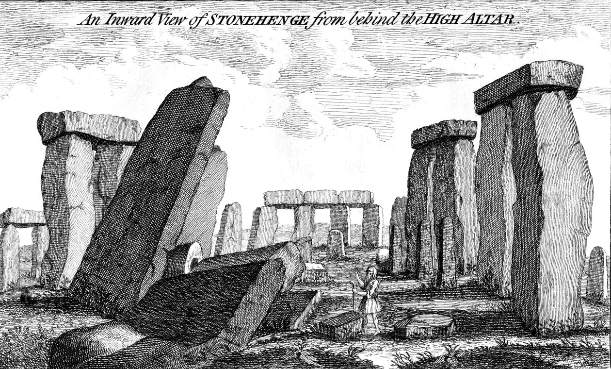 Näkymä sisäänpäin Stonehengestä alttarin takaa, 1760 tekijältä Unbekannt