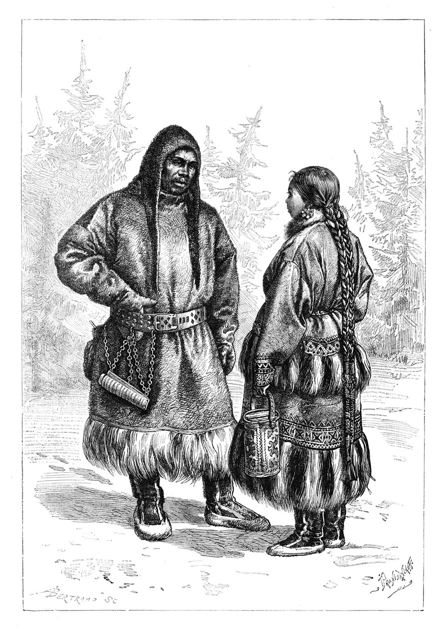 Ostjakkipariskunta, Aasia, 1895 tekijältä Unbekannt