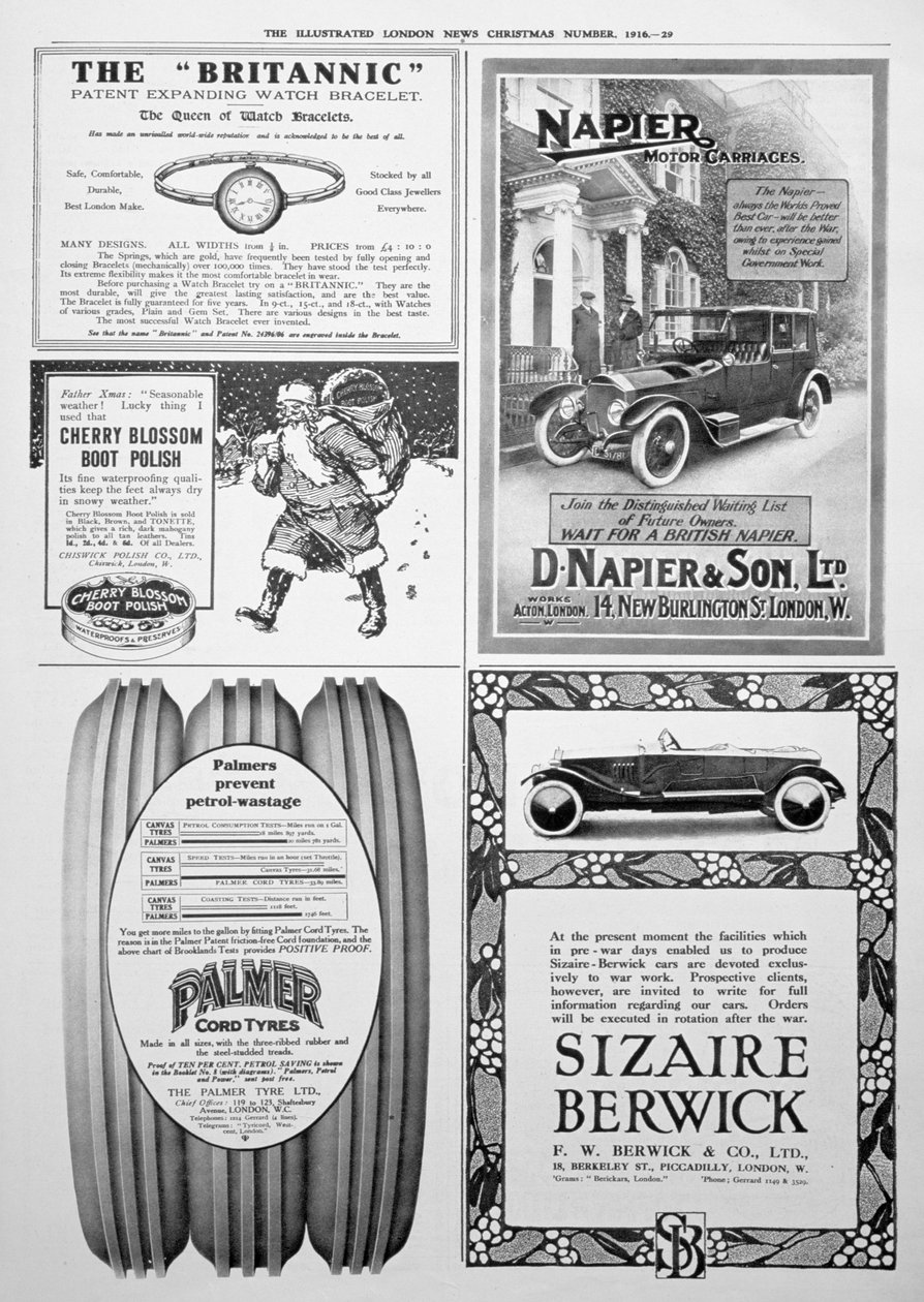 Mainossivu Illustrated London Newsissa, joulu, 1916 tekijältä Unbekannt