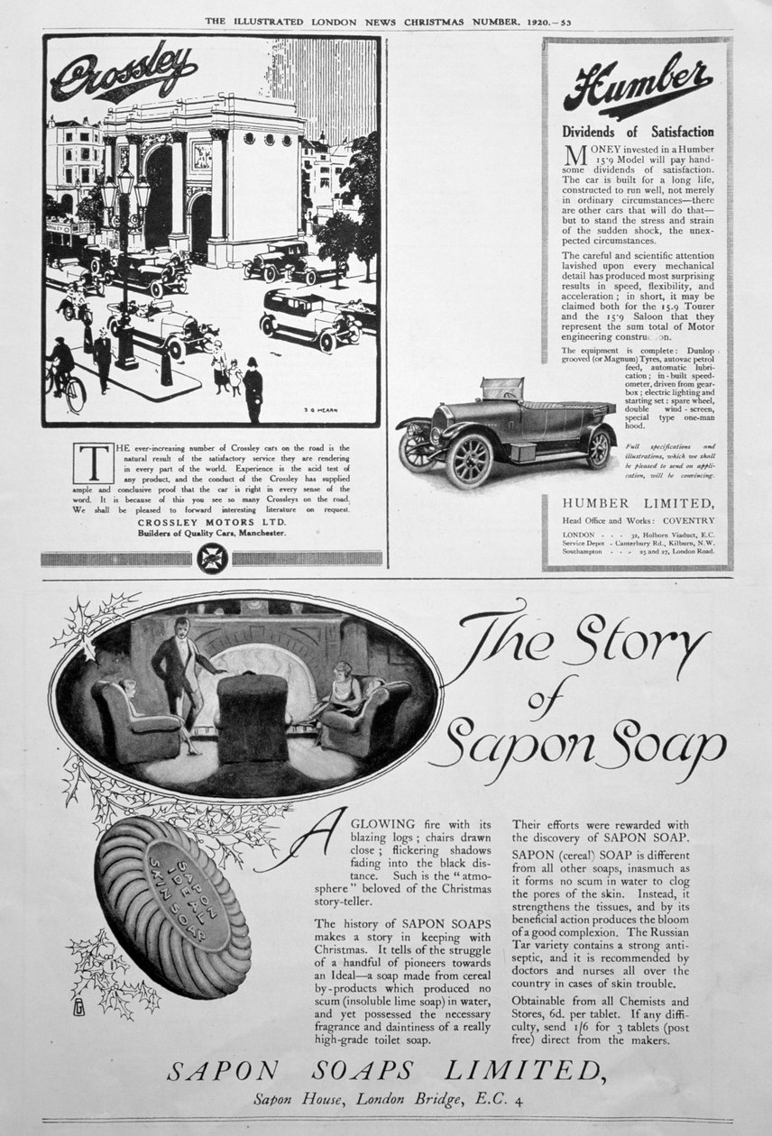 Mainossivu Illustrated London Newsissa, joulunumero, 1920 tekijältä Unbekannt