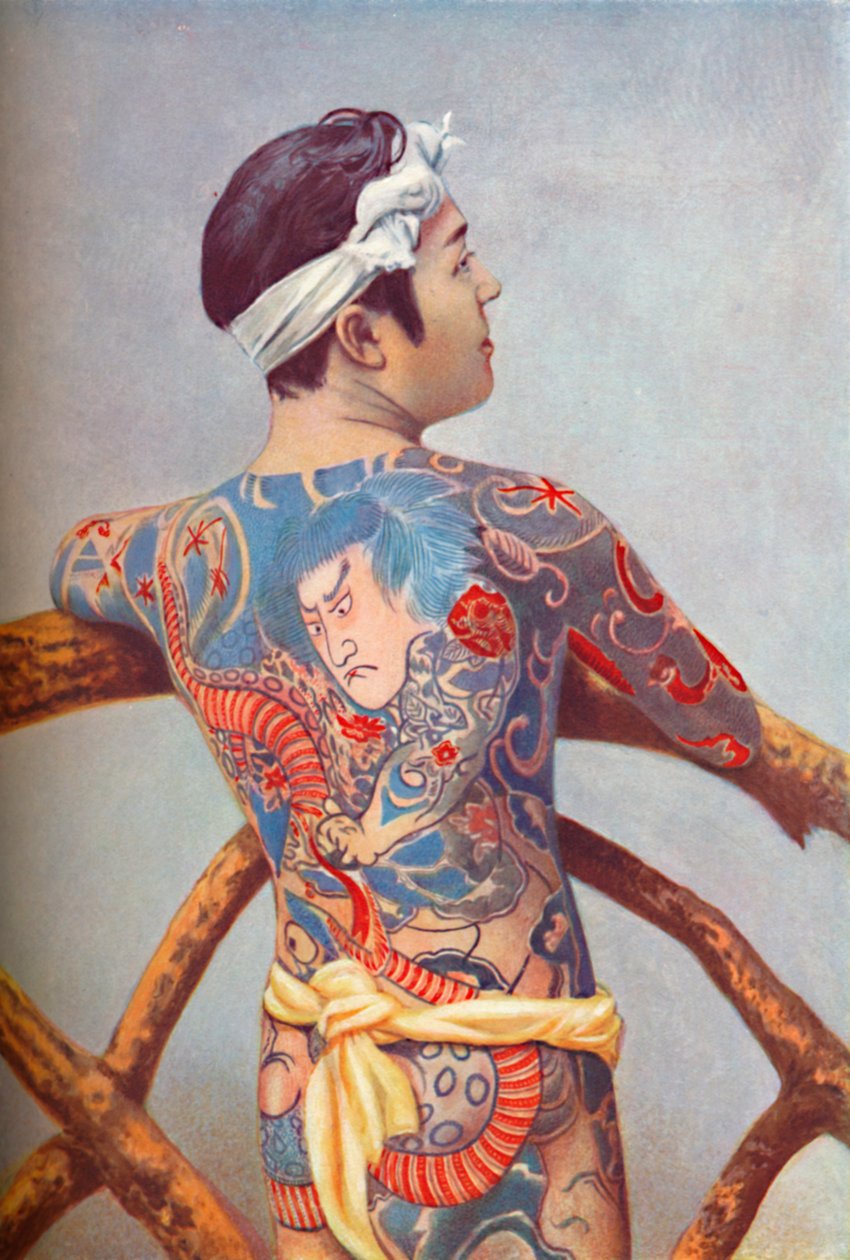 Taidokkaasti tatuoitu japanilainen mies, 1902 tekijältä Unbekannt