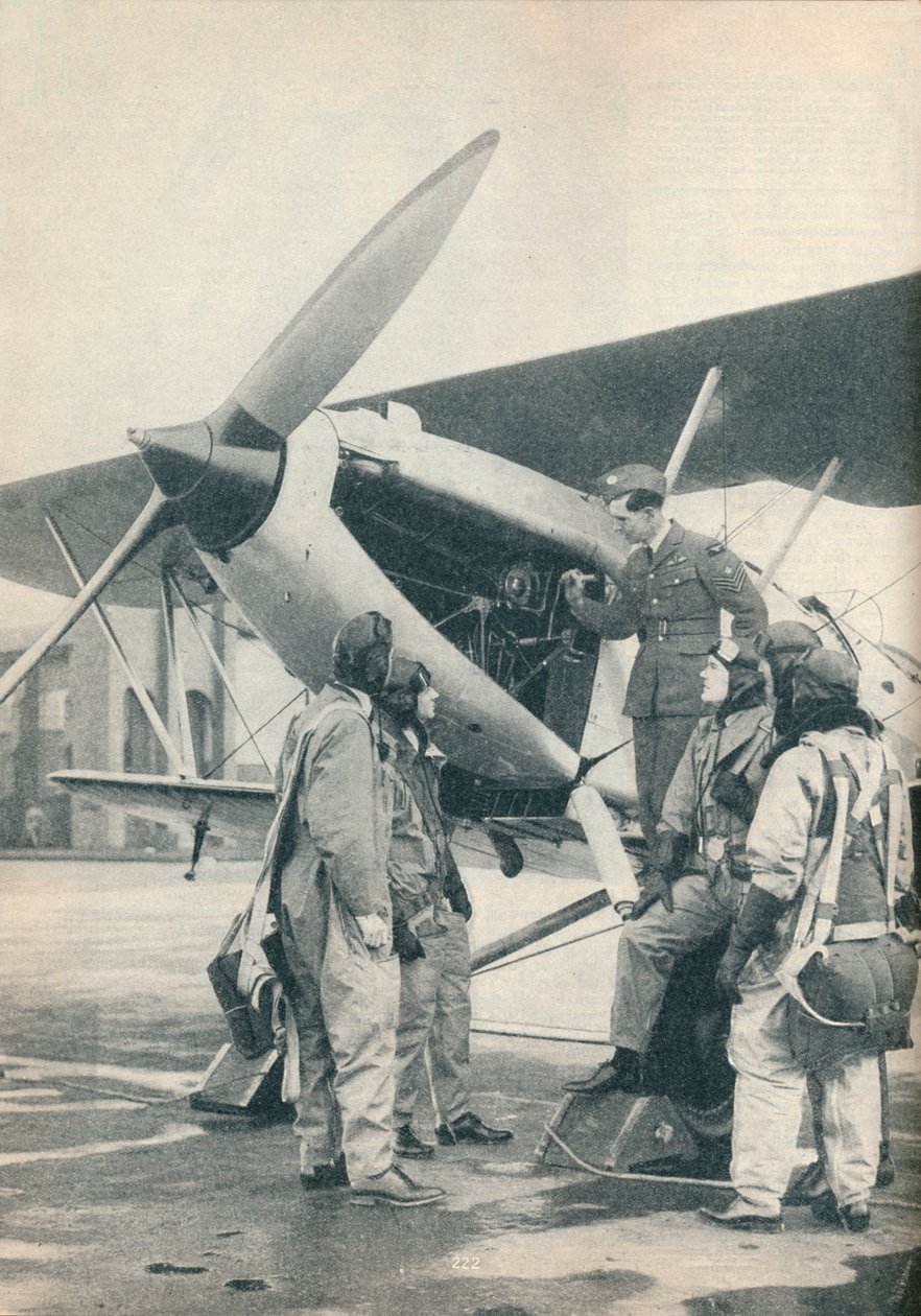 Opettaja selittää moottorin yksityiskohtia oppilaille Sealand Aerodromessa, Flintshiressä, c1936 c1937 tekijältä Unbekannt