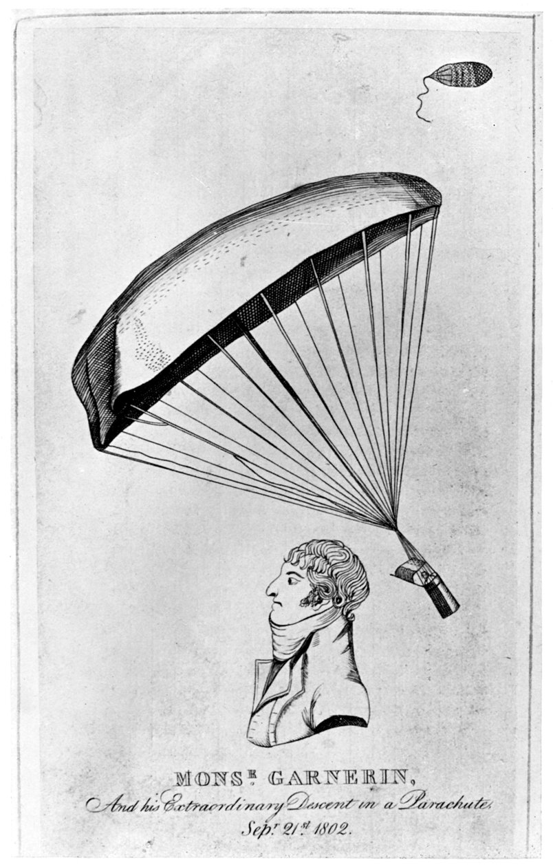 Andre Jacques Garnerin, ranskalainen lentonautti ja ensimmäinen laskuvarjohyppääjä, c1802 1910 tekijältä Unbekannt