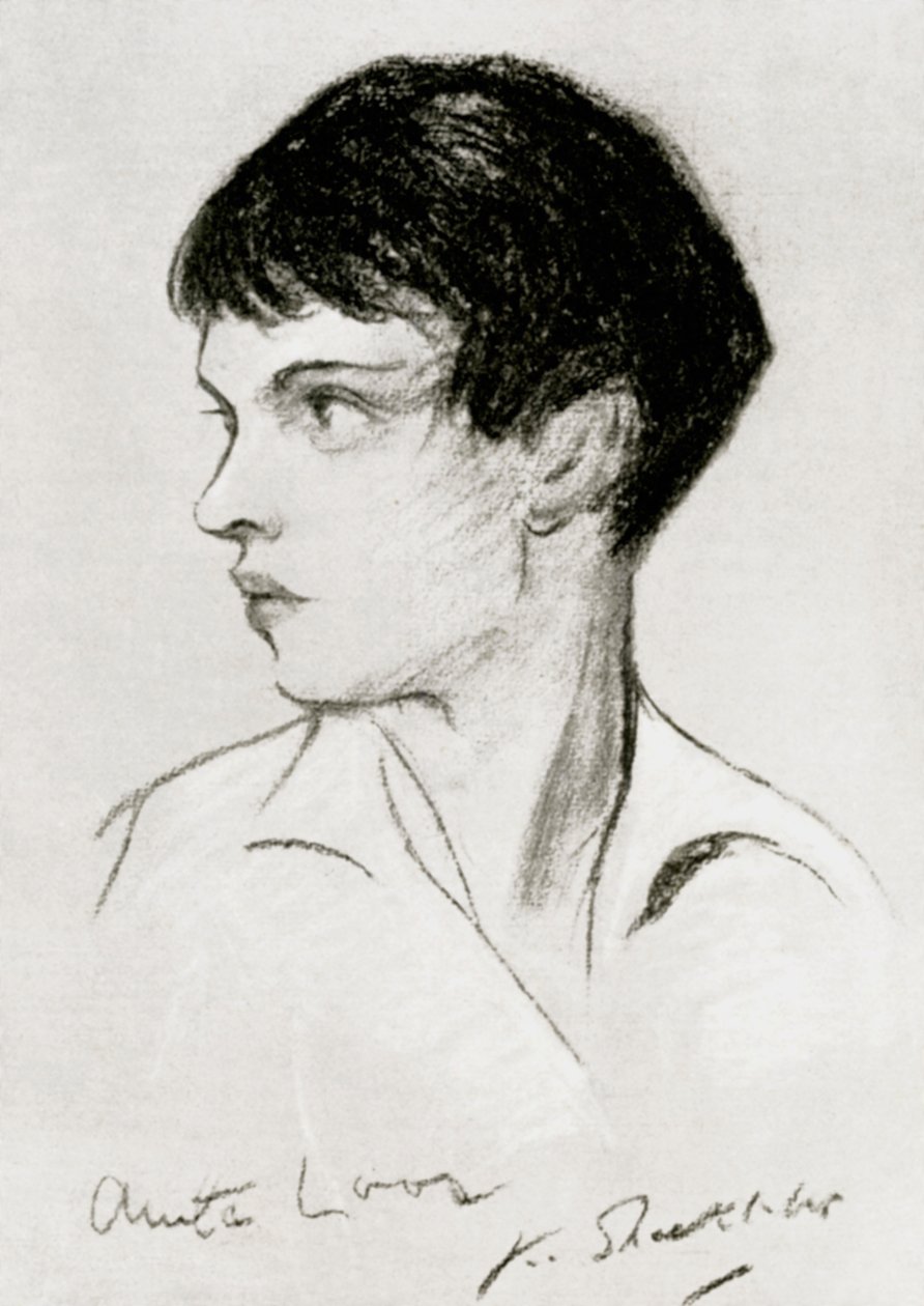 Anita Loos 1888-1981, yhdysvaltalainen käsikirjoittaja, näytelmäkirjailija ja kirjailija, 1900-luvun alku tekijältä Unbekannt