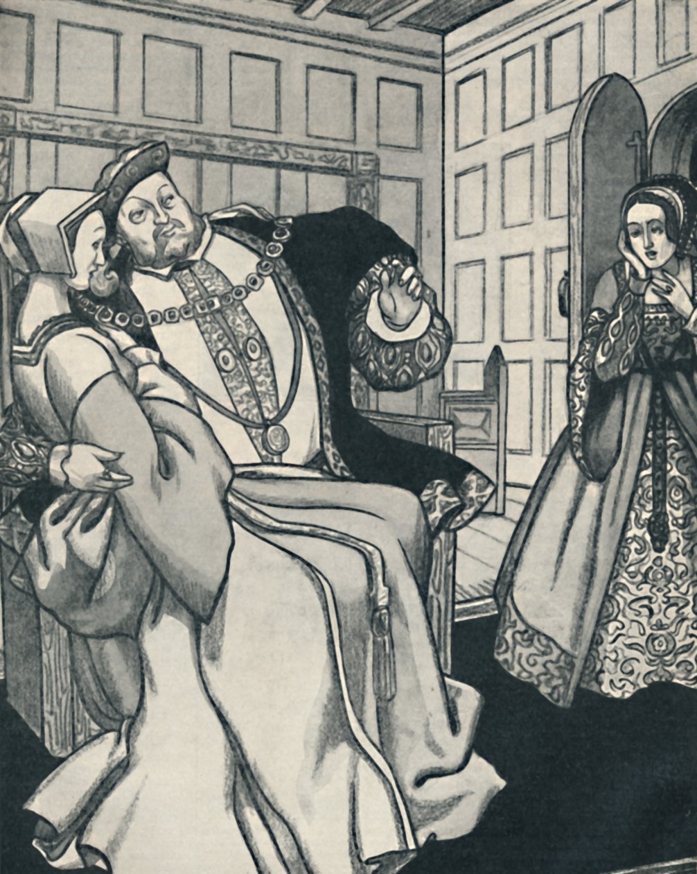 Anne Boleyn saa suuren shokin, vuodelta 1934 tekijältä Unbekannt