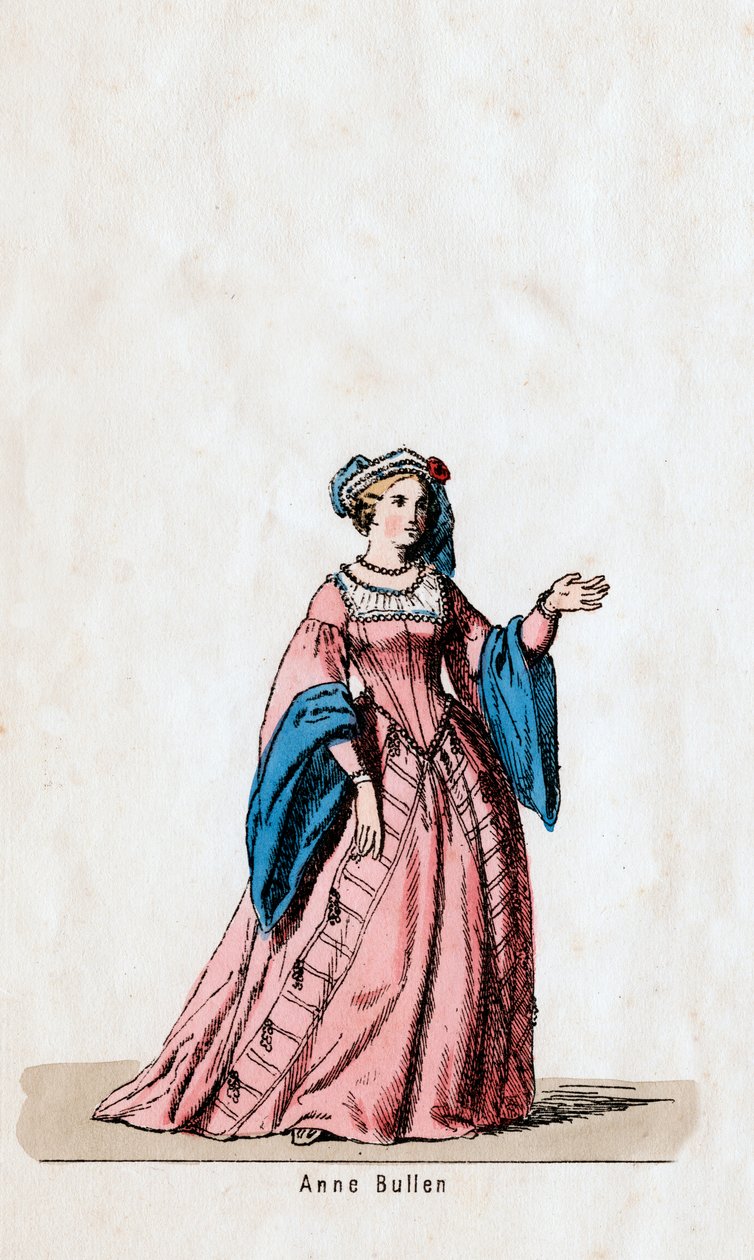 Anne Boleyn, pukusuunnittelu Shakespearen näytelmään, Henry VIII, 1800-luku tekijältä Unbekannt