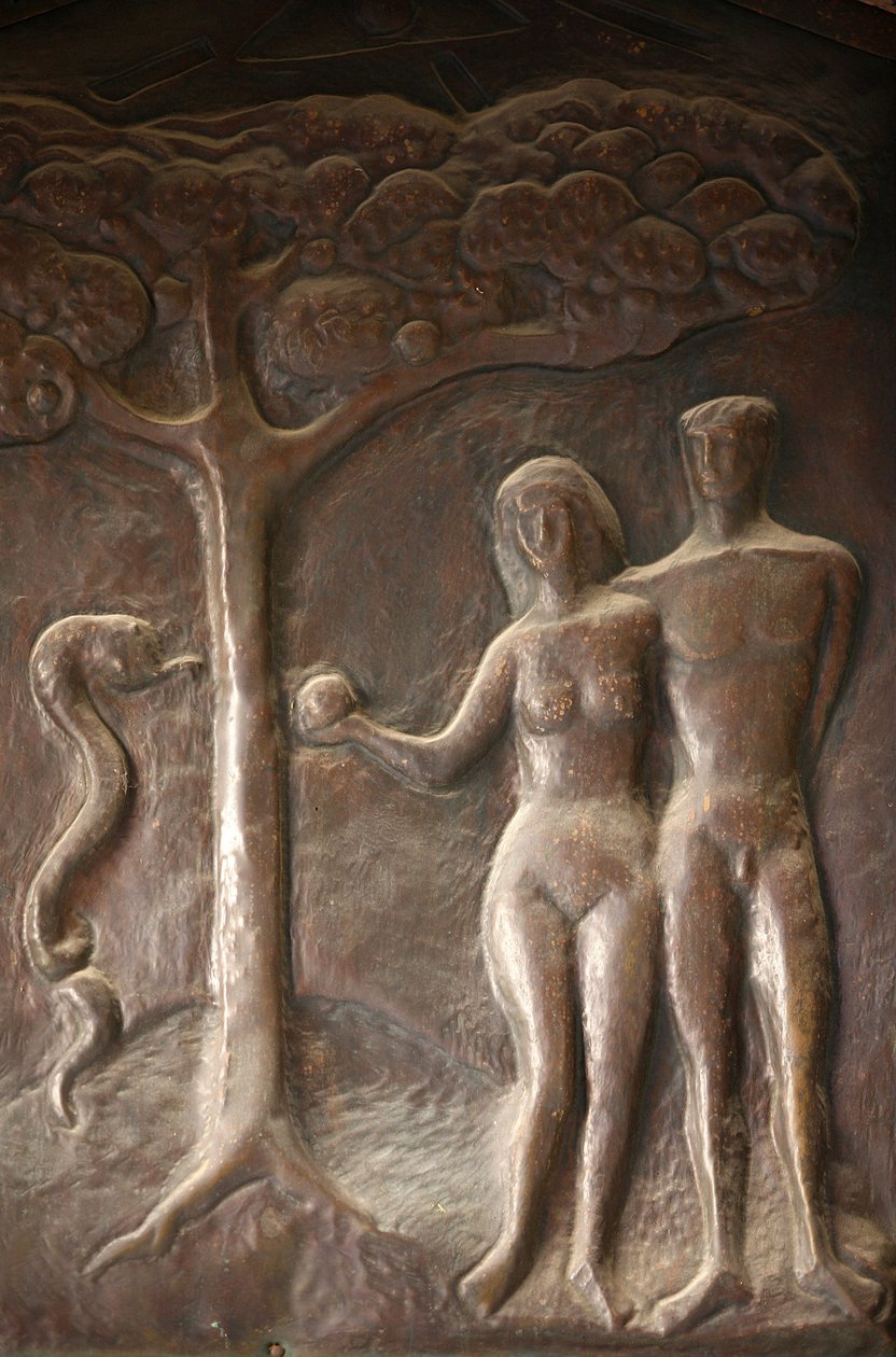 Annunciation basilican oven veistos: Aadam ja Eeva, Nasaret, Israel tekijältä Unbekannt