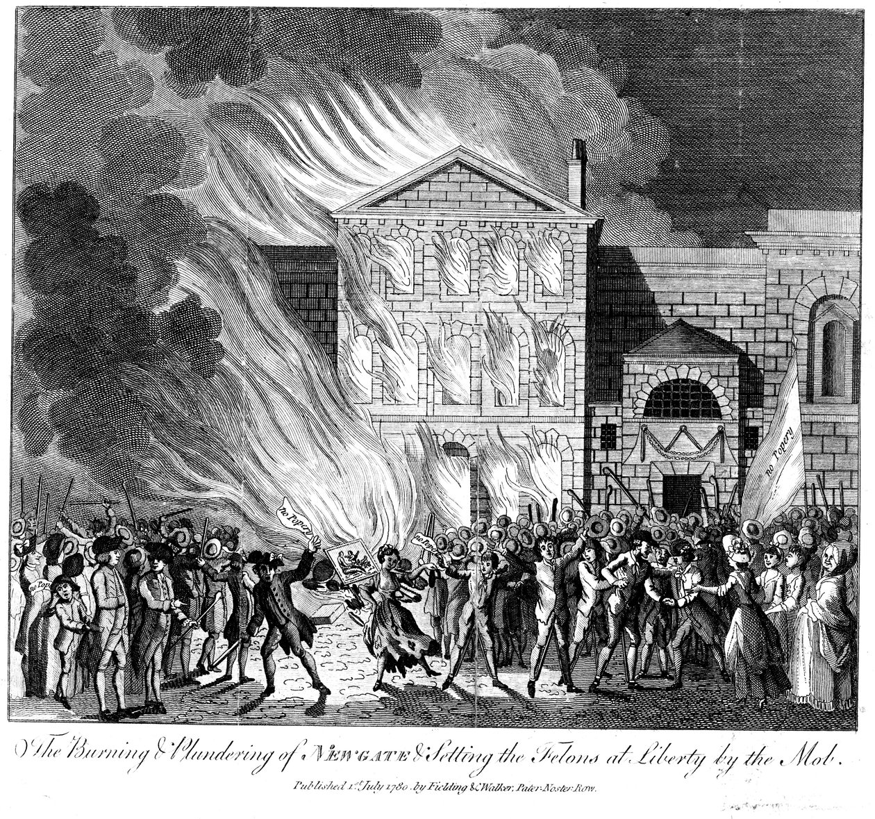 Anti-katolinen Gordon Riots, Lontoo, 6.-7.6.1780 tekijältä Unbekannt