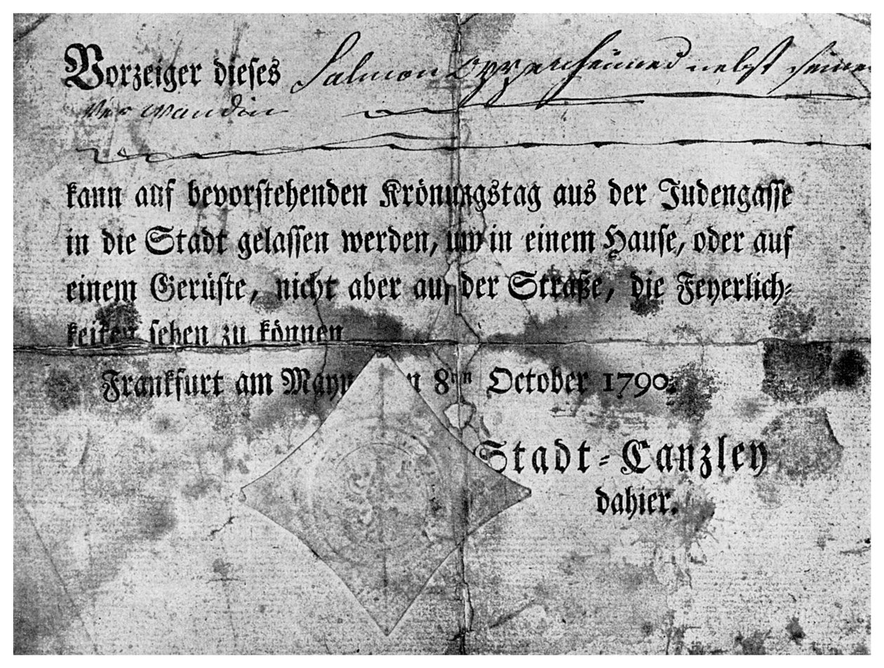Antisemitismi: juutalaisille Frankfurtissa 1790 1956 myönnetty passi tekijältä Unbekannt
