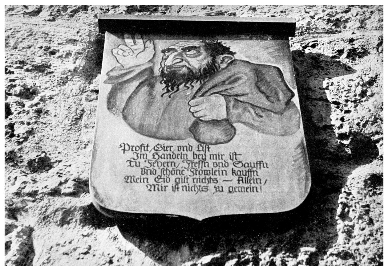 Antisemitismi: keskiaikainen kirjoitus kaupunginmuurilla, Rothenburg, Saksa, 1956 tekijältä Unbekannt