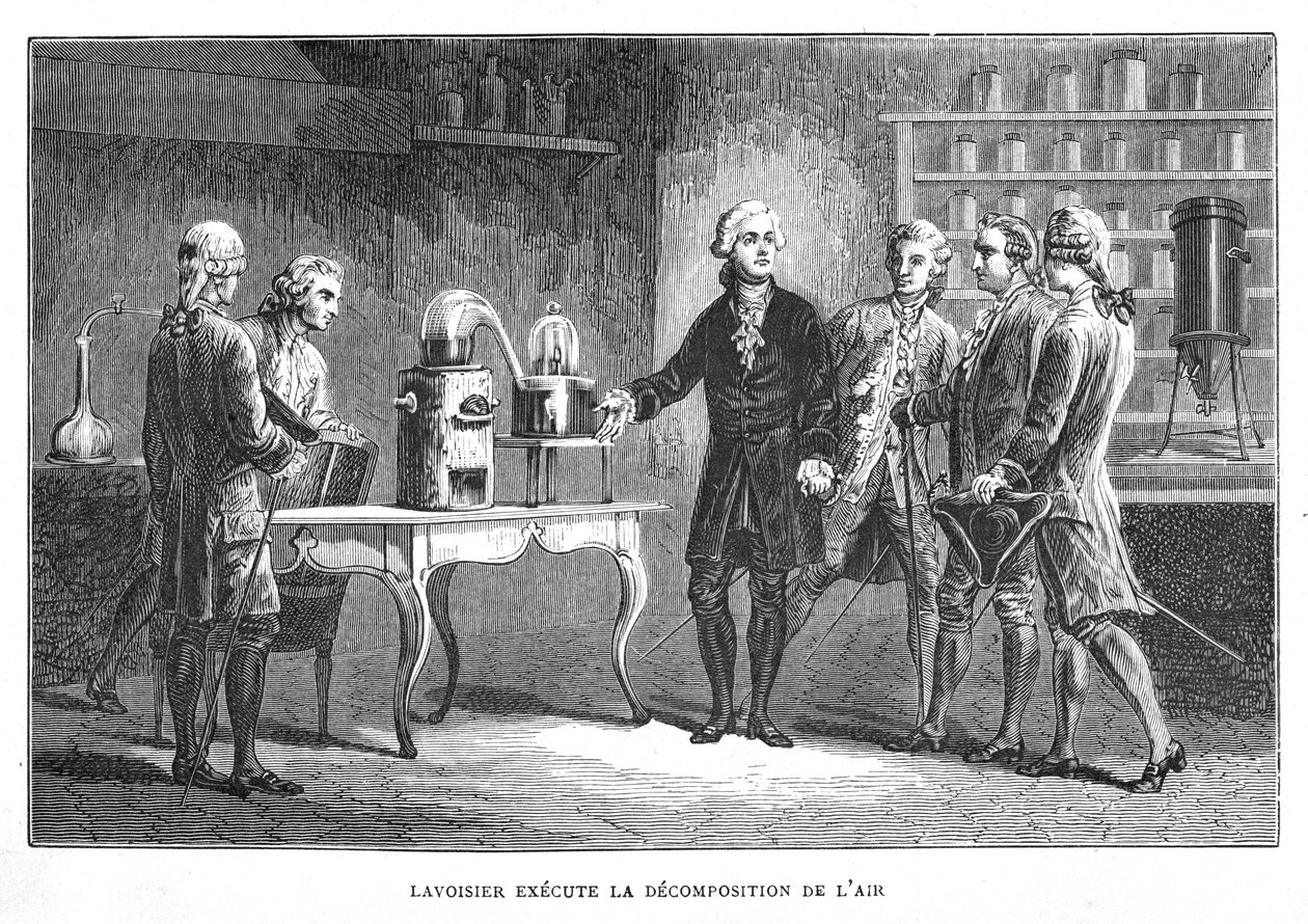 Antoine Laurent Lavoisier, ranskalainen kemisti, esittelee hapen löytöään, 1776 1874 tekijältä Unbekannt