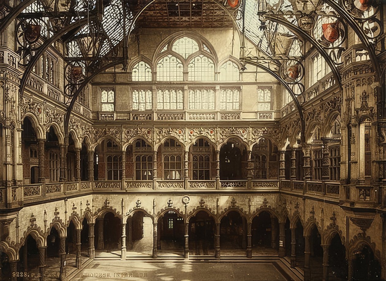 Antwerpen (Anvers). Pörssin sisäkuva. Noin 1900. Valokuvaus: Photoglob / Zurich tekijältä Unbekannt