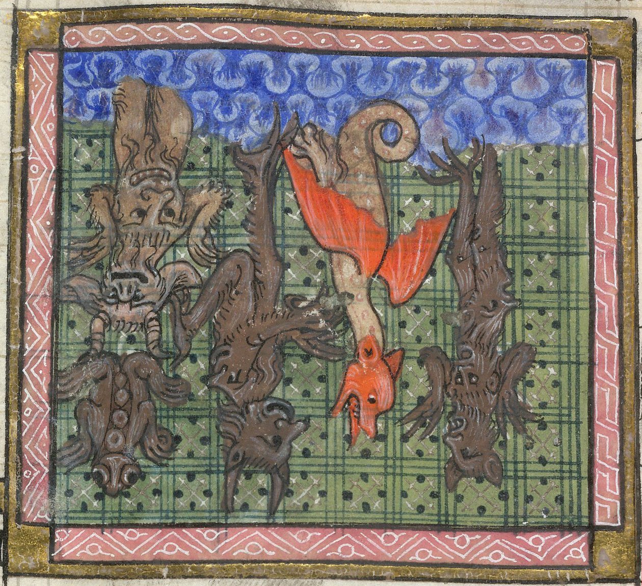 Apocalypse, Detail: Demonit putoavat taivaasta, noin 1370-1375 tekijältä Unbekannt