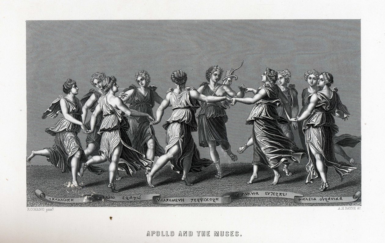 Apollo ja muusat Giulio Romanon jälkeen, 1882 tekijältä Unbekannt