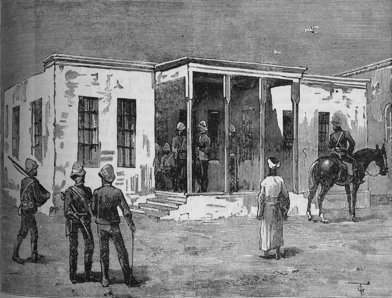Arabiksen vankila Abbassieh-kasarmissa, vuodelta 1882 tekijältä Unbekannt