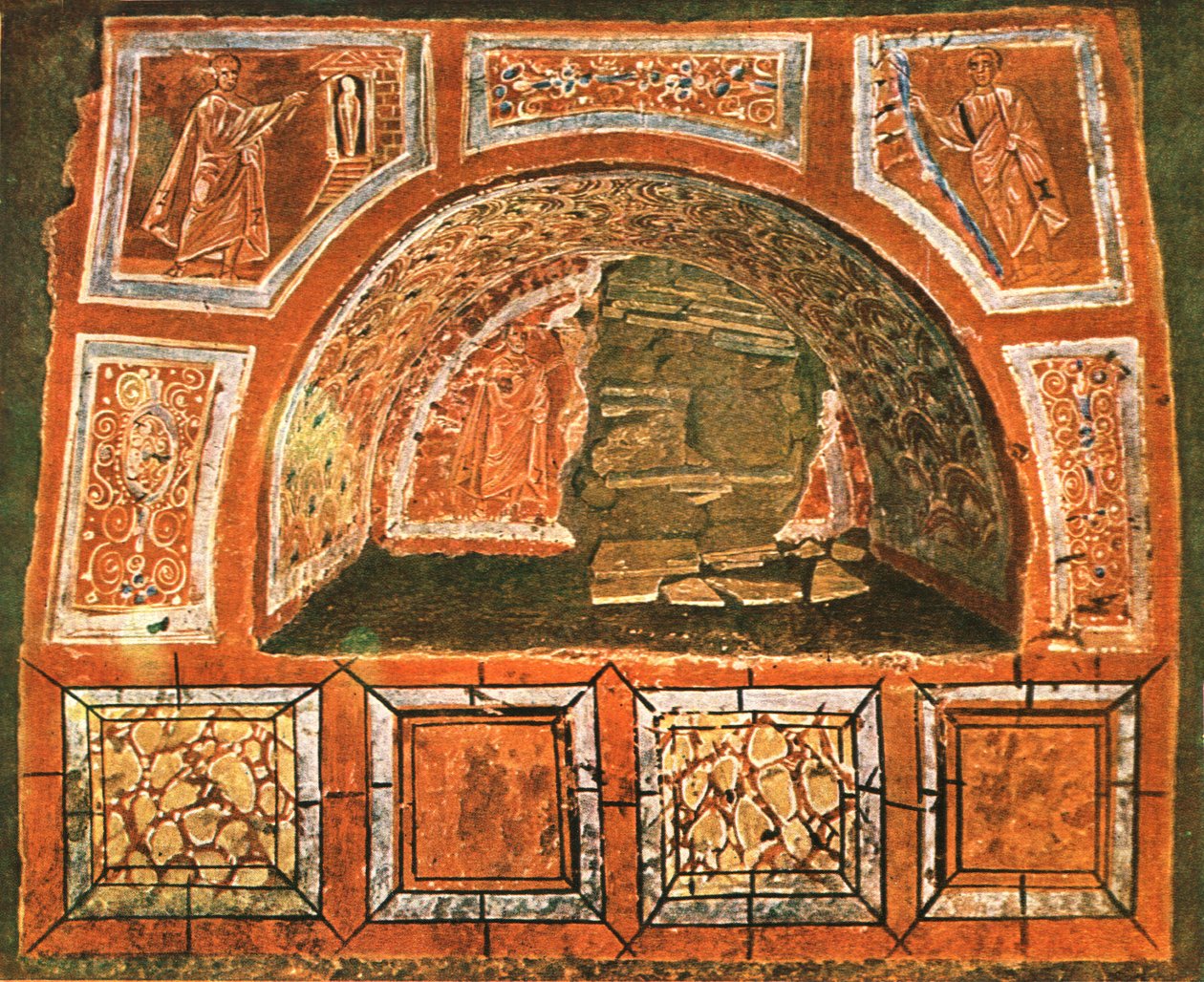 Arcosolium Domitillan katakombissa Via Ardeatinalla, Rooma, Italia, 1928. tekijältä Unbekannt