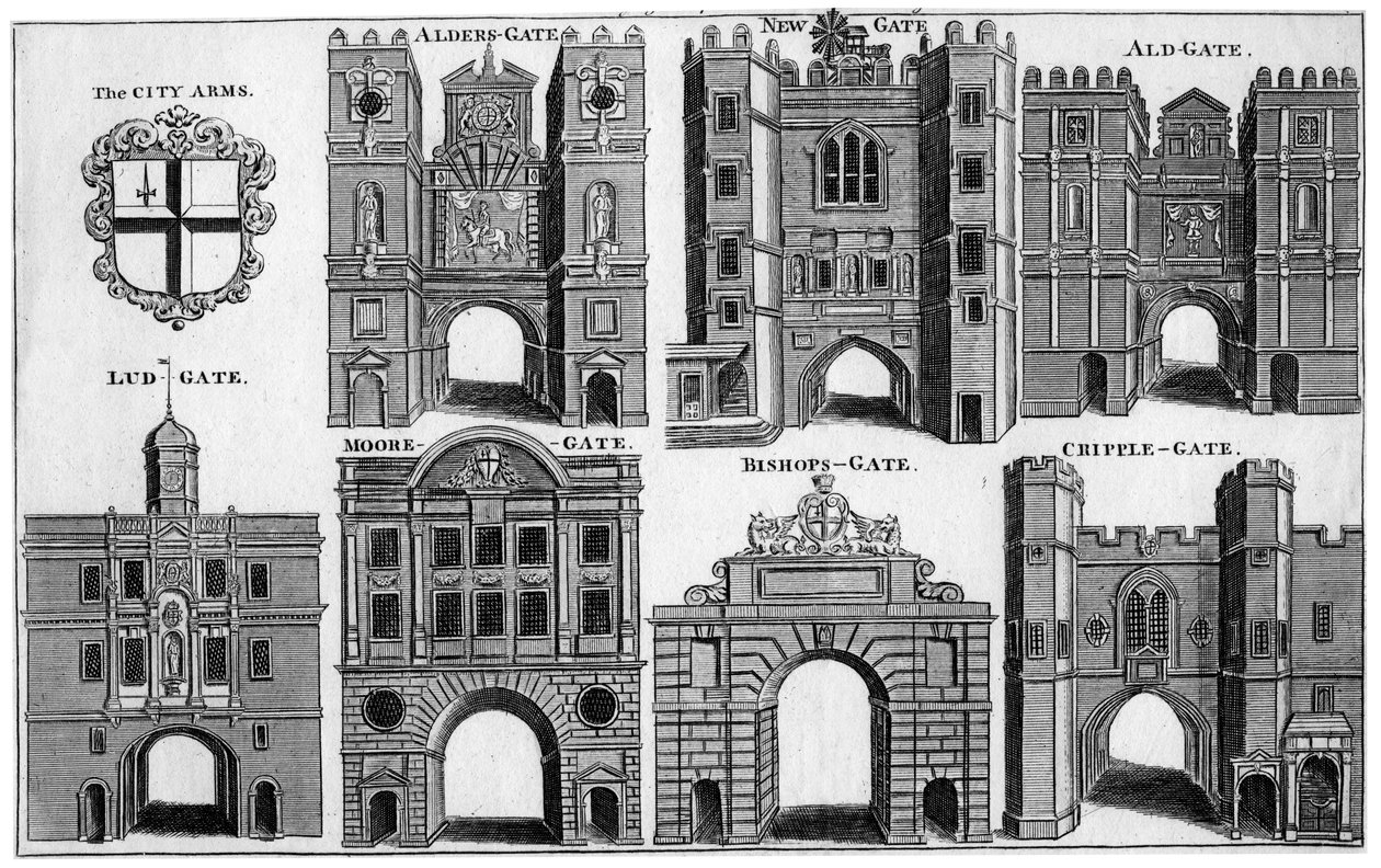 Lontoon Cityn aseet ja portit, c1650 1800-luku tekijältä Unbekannt
