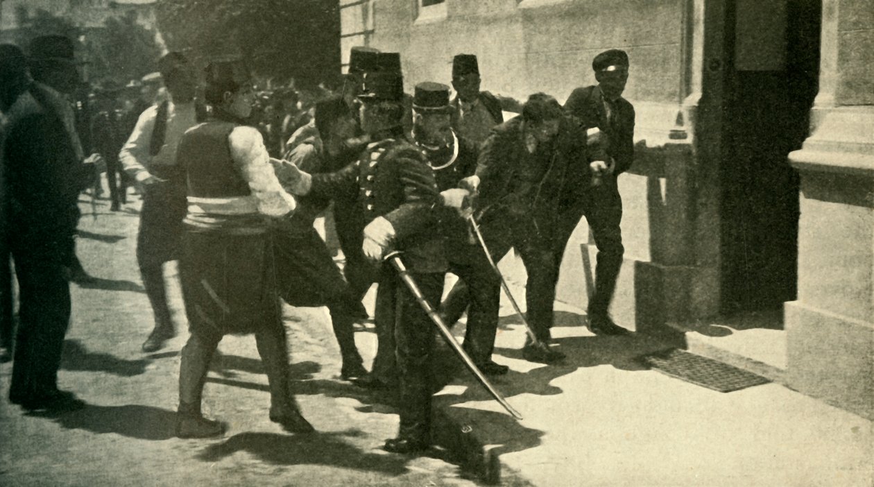 Gavrilo Principin pidätys ... Sarajevo, 28. kesäkuuta 1914, c1920. tekijältä Unbekannt