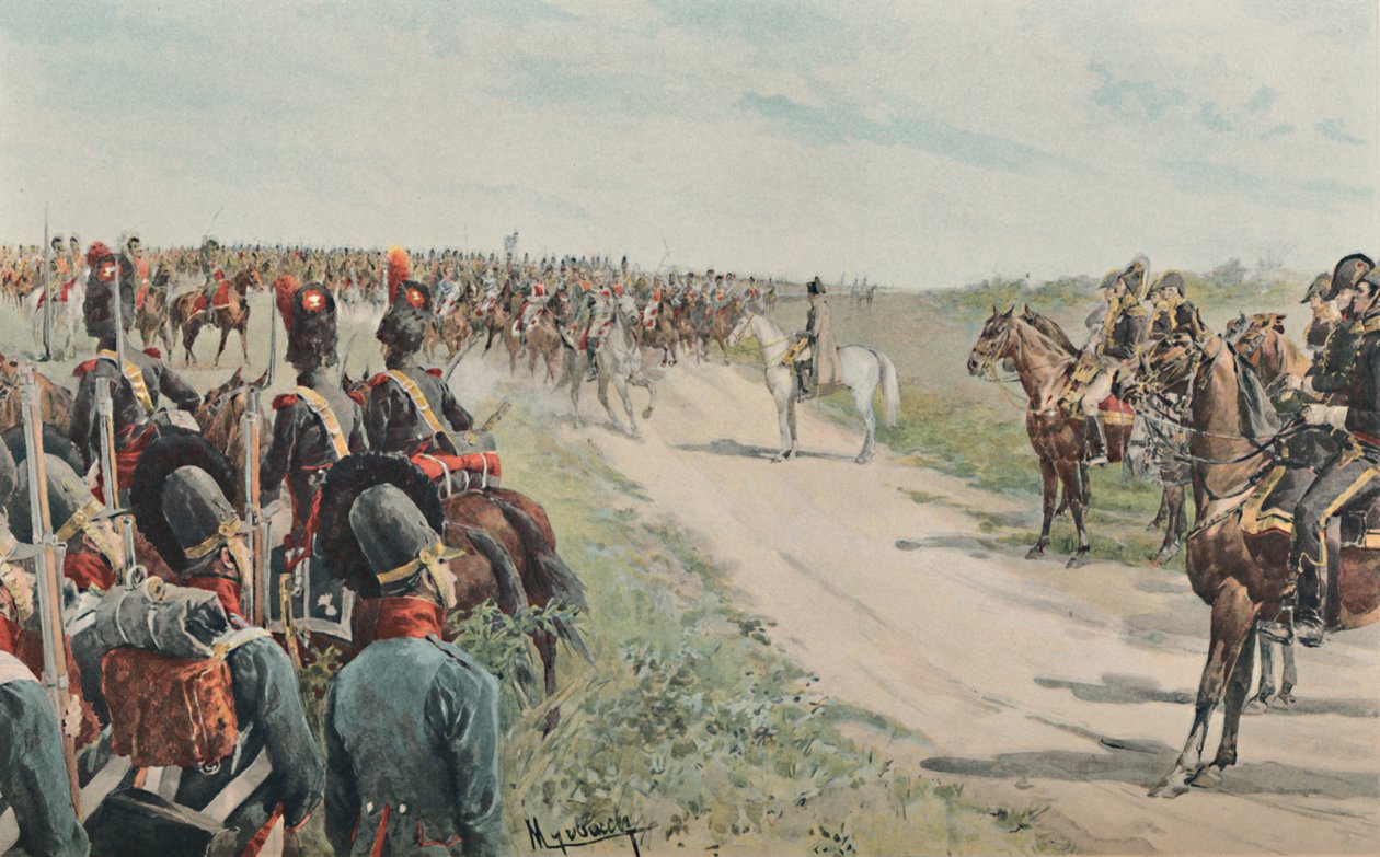 Napoleonin saapuminen baijerilaisten ja saksien joukkoon, 1896 tekijältä Unbekannt