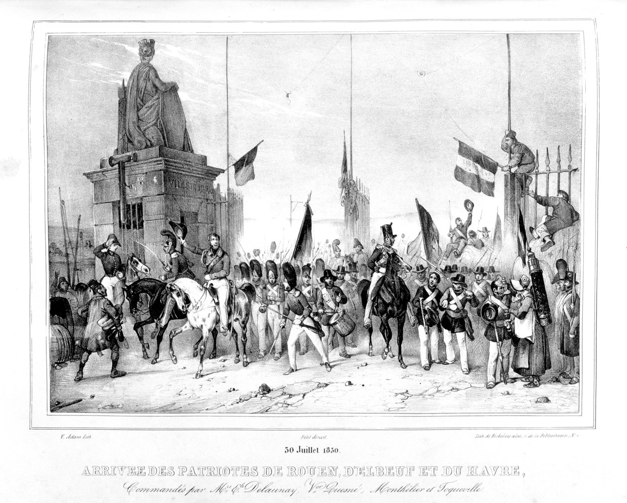 Rouenin, Elbeutin ja Le Havren patrioottien saapuminen Pariisiin, 30. heinäkuuta 1830 tekijältä Unbekannt