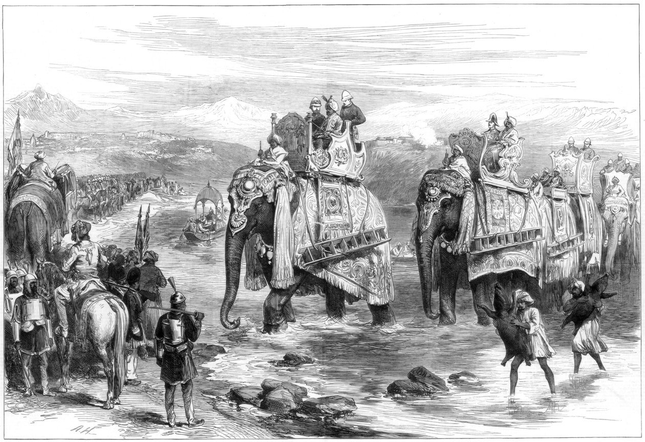 Walesin prinssin saapuminen Jummooon, Cashmere, 1876 tekijältä Unbekannt