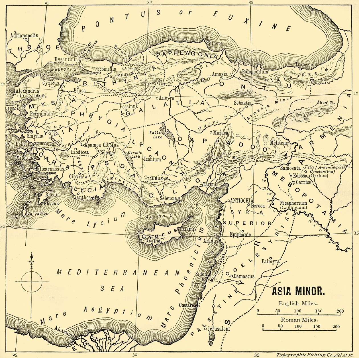 Vähä-Aasia - kartta, 1890. tekijältä Unbekannt