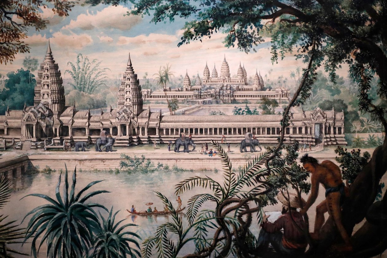 Aasian sivilisaatioiden museo, Angkor, Kambodžan pyhään kaupunkiin tutustuminen, Louis Delaporten näkymä Angkor Watista noin 1870-73, Singapore, 2018 (kuva) tekijältä Unbekannt
