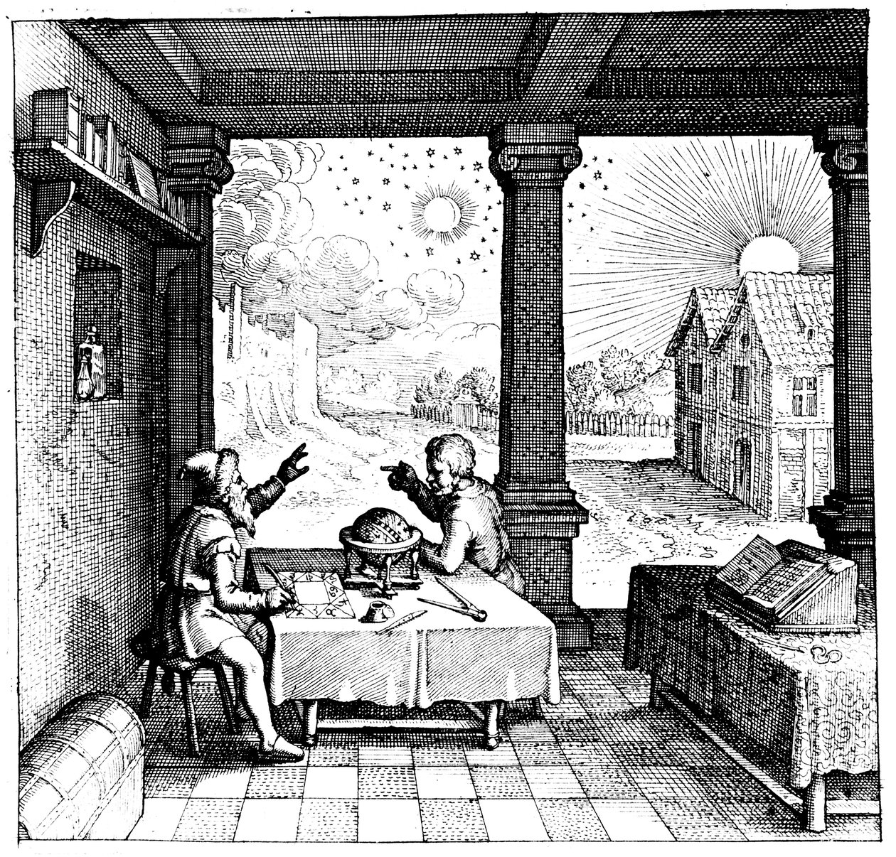 Astrologit valmistelevat horoskooppia, 1617-1619 tekijältä Unbekannt