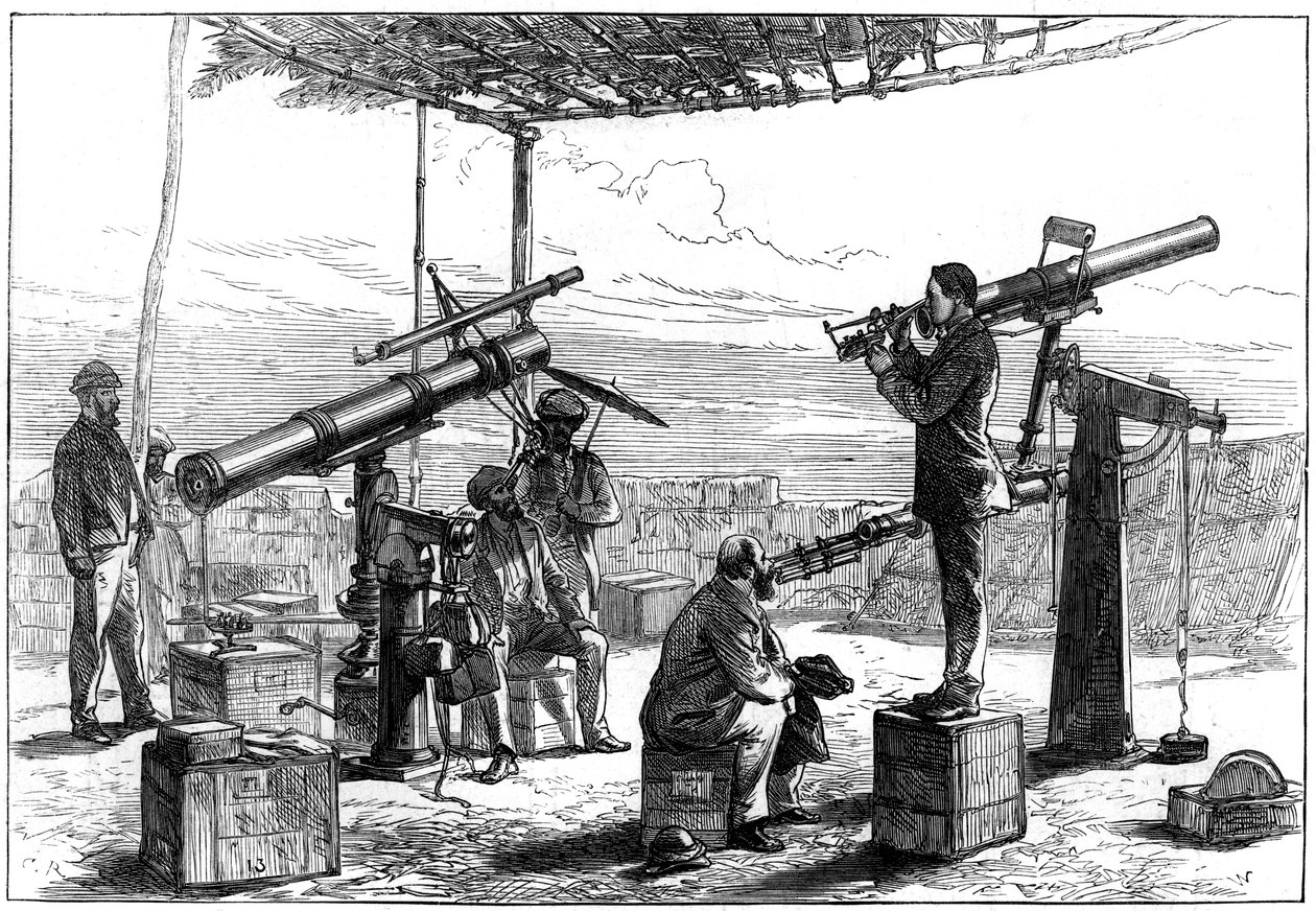 Tähtitieteilijät odottavat pimennystä, Intia, 1872 tekijältä Unbekannt