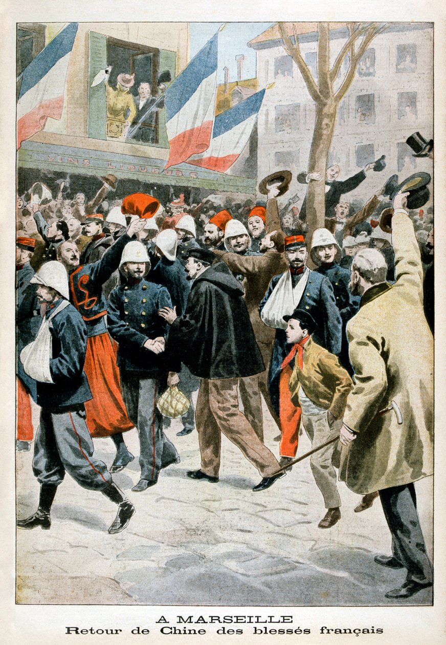 Marseillessa, haavoittuneiden ranskalaissotilaiden paluu Kiinasta, 1901 tekijältä Unbekannt
